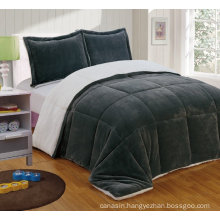 100% Pure Cotton Full Size luxury black velvet/fleece comforter set